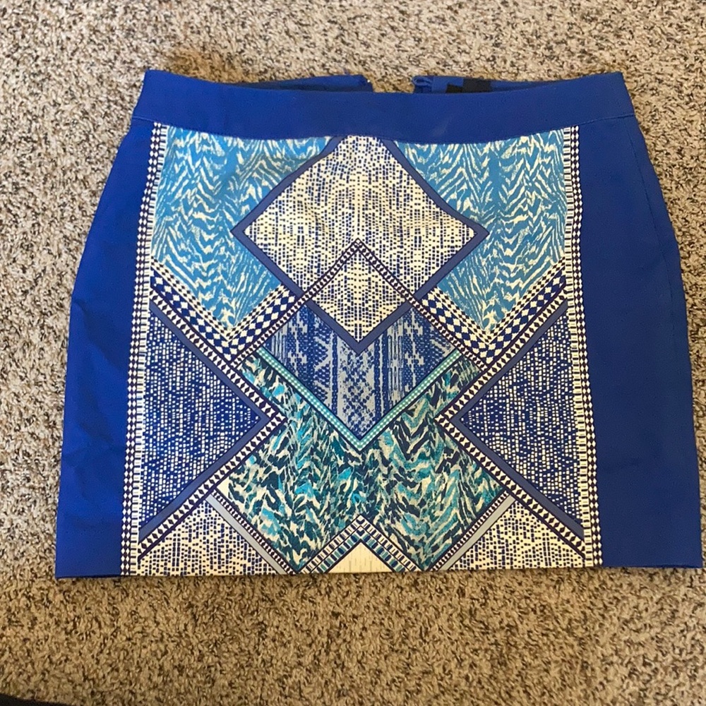 Blue printed mini skirt